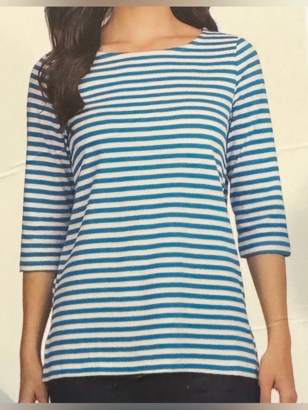 NWT Lands' End 3/4 Sleeve Boatneck Pima Cotton Tee Mariner Style Size XL Tunic
